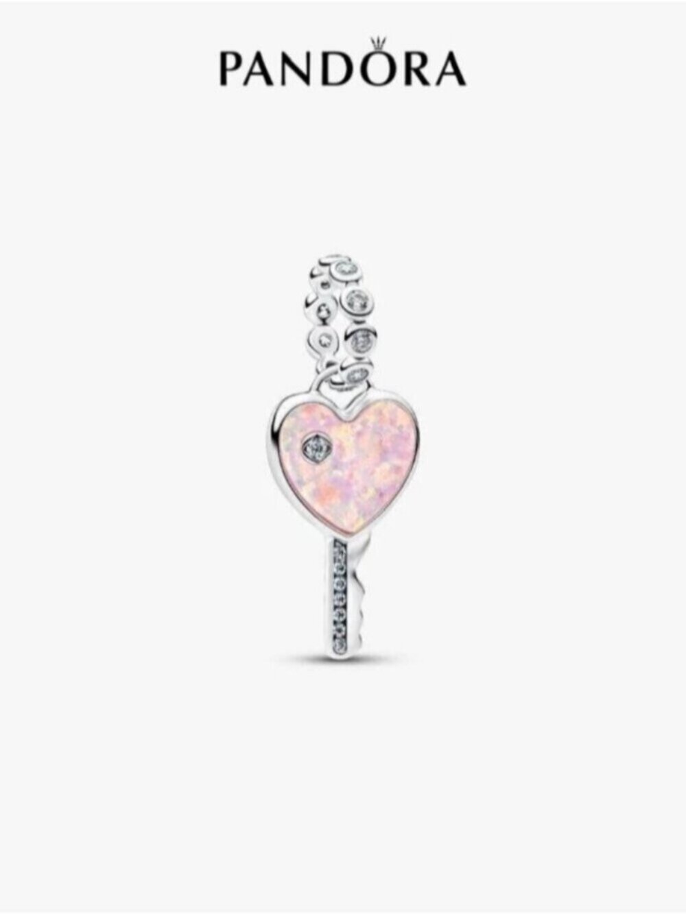 Pandora Opalescent Heart Key Dangle Charm